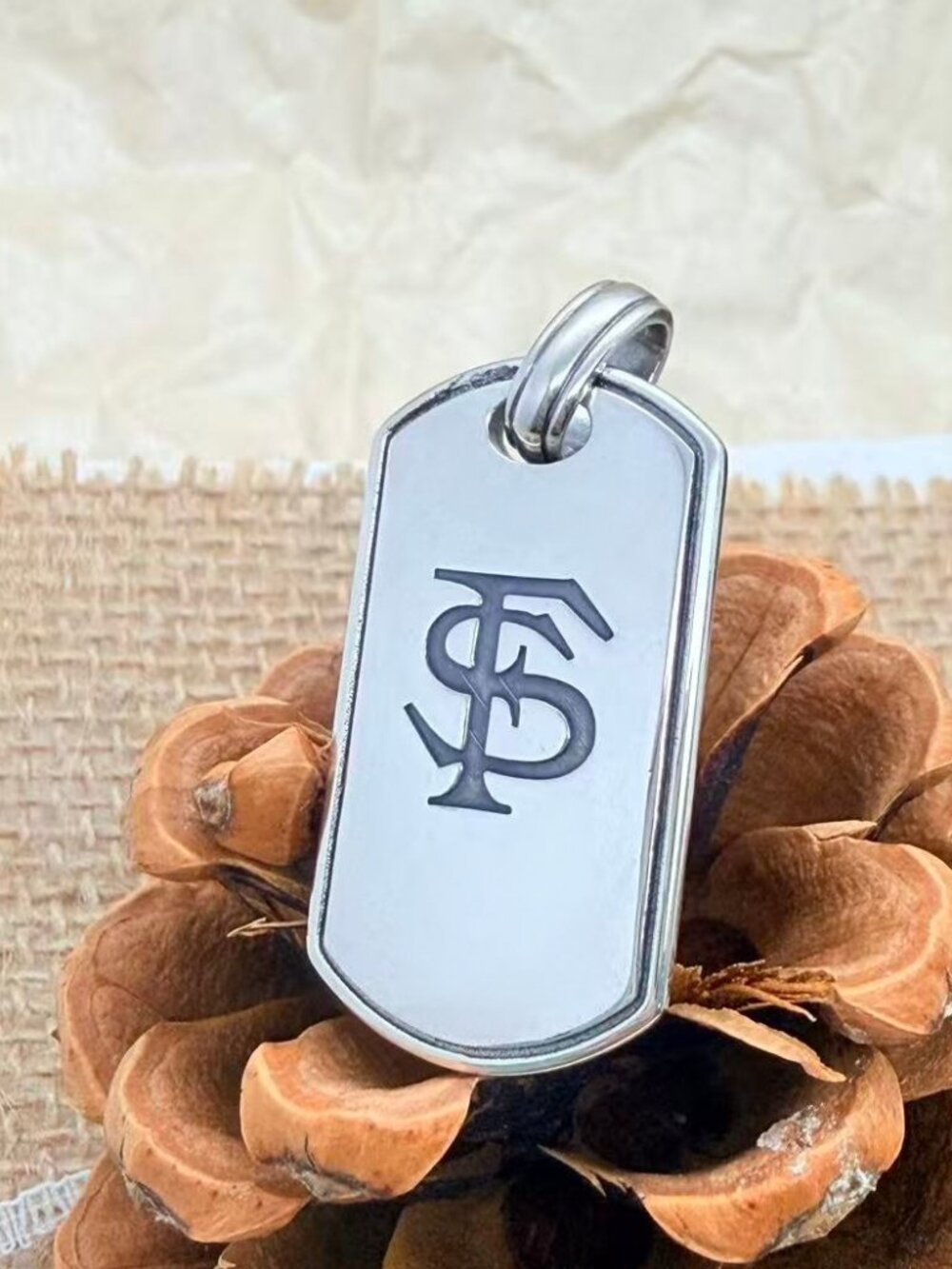 James Avery TCU Horned Frogs Classic Tag Pendant Sterling Silver College